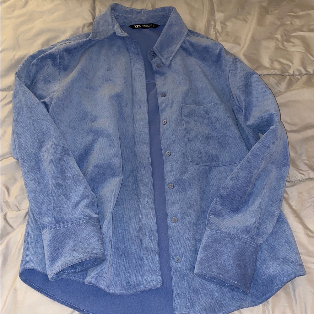 Zara Light Blue Corduroy Shirt
